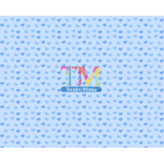 Tecido Oxford Estampa Digital - Corações Aquarela - Fundo Azul