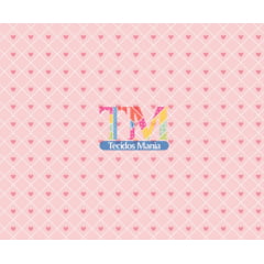 Tecido Oxford Estampa Digital - Corações - Fundo Rosa