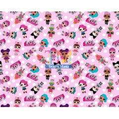 Tecido Oxford Estampa Digital - Bonecas Lol - Fundo Lilás