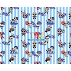 Tecido Oxford Estampa Digital - Bonecas Lol - Boy - Fundo Listrado