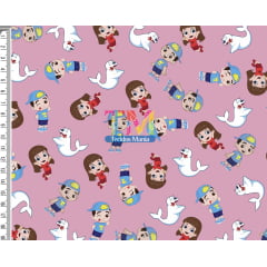 Tecido Oxford Estampa Digital - Luccas Neto - Fundo Rosa