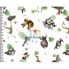 Tecido Oxford Estampa Digital - Madagascar - Folhas - Fundo Branco