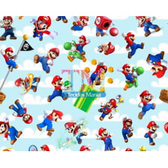 Tecido Oxford Estampa Digital - Mario Bros - Céu