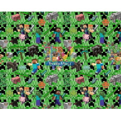 Tecido Oxford Estampa Digital - Minecraft Carinhas