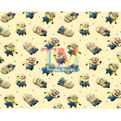 Tecido Oxford Estampa Digital - Minions - Bolinha - Fundo Amarelo