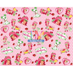 Tecido Oxford Estampa Digital - Moranguinho - Fundo Rosa