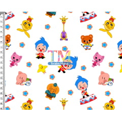 Tecido Oxford Estampa Digital - O Palhaço Plim Plim - Fundo Branco