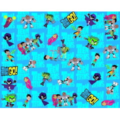 Tecido Oxford Estampa Digital - Os Jovens Titãs - Fundo Azul