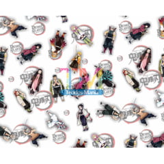 Tecido Oxford Estampa Digital - Demon Slayer - Fundo Branco Tecido Oxford Estampa Digital - Demon Slayer - Fundo Branco