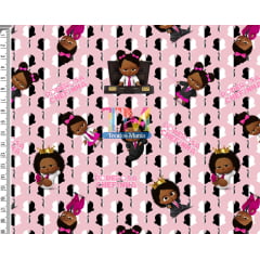 Tecido Oxford Estampa Digital - A Poderosa Chefinha - Negra Afro - Rosa