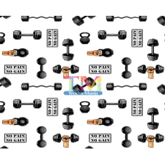 Tecido Oxford Estampa Digital - Academia - Musculação - Fundo Branco