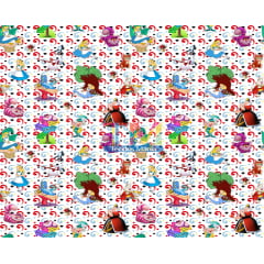 Tecido Oxford Estampa Digital - Alice No Pais Das Maravilhas - Fundo Coração