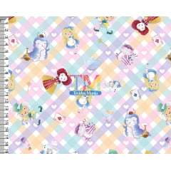 Tecido Oxford Estampa Digital - Alice No Pais Das Maravilhas - Fundo Xadrez