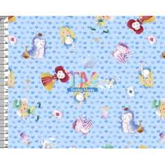 Tecido Oxford Estampa Digital - Alice No Pais Das Maravilhas -Toys - Fundo Azul