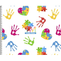 Tecido Oxford Estampa Digital - Autismo - Corações