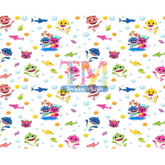 Tecido Oxford Estampa Digital - Baby Shark - Bolhas