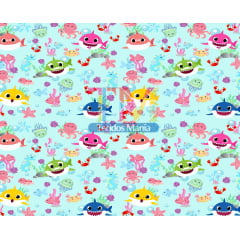 Tecido Oxford Estampa Digital - Baby Shark - Fundo Do Mar Tecido Oxford Estampa Digital - Baby Shark - Fundo Do Mar