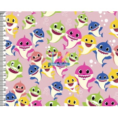 Tecido Oxford Estampa Digital - Baby Shark - Fundo Rosa Tecido Oxford Estampa Digital - Baby Shark - Fundo Rosa