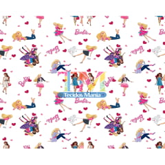 Tecido Oxford Estampa Digital - Barbie E Suas Amigas - Fundo Branco