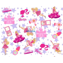 Tecido Oxford Estampa Digital - Barbie - Fundo Branco