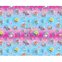 Tecido Oxford Estampa Digital - Bob Esponja Bolhas - Fundo Azul Com Rosa Tecido Oxford Estampa Digital - Bob Esponja Bolhas - Fundo Azul Com Rosa