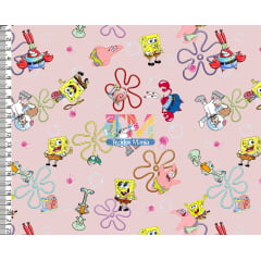 Tecido Oxford Estampa Digital - Bob Esponja - Fenda Do Biquini - Fundo Rosa