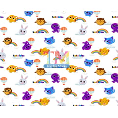 Tecido Oxford Estampa Digital - Bolofofos - Fundo Branco