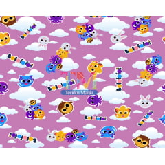 Tecido Oxford Estampa Digital - Bolofofos - Fundo Rosa Tecido Oxford Estampa Digital - Bolofofos - Fundo Rosa
