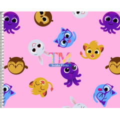 Tecido Oxford Estampa Digital - Bolofofos Giga - Fundo Rosa Tecido Oxford Estampa Digital - Bolofofos Giga - Fundo Rosa