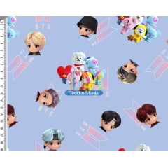 Tecido Oxford Estampa Digital - BTS - Funko - Fundo Azul Tecido Oxford Estampa Digital - BTS - Funko - Fundo Azul