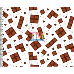 Tecido Oxford Estampa Digital - Chocolate - corações - fundo branco Tecido Oxford Estampa Digital - Chocolate - corações - fundo branco