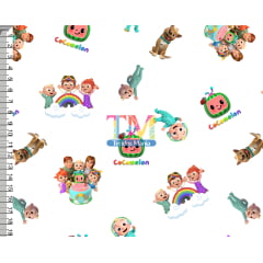 Tecido Oxford Estampa Digital - Cocomelon - Fundo Branco Tecido Oxford Estampa Digital - Cocomelon - Fundo Branco