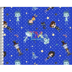 Tecido Oxford Estampa Digital - Coraline - Bolinha - Fundo Azul Tecido Oxford Estampa Digital - Coraline - Bolinha - Fundo Azul