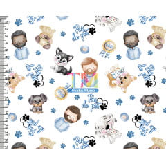Tecido Oxford Estampa Digital - Dia dos Pais - Pets - Fundo Branco Tecido Oxford Estampa Digital - Dia dos Pais - Pets - Fundo Branco