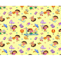 Tecido Oxford Estampa Digital - Dora Aventureira - Fundo Amarelo