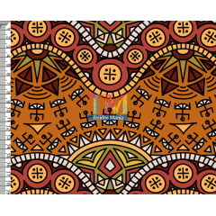 Tecido Oxford Estampa Digital - Étnico - Tribal - Laranja
