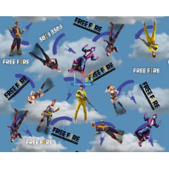 Tecido Oxford Estampa Digital - Free Fire - Fundo Azul