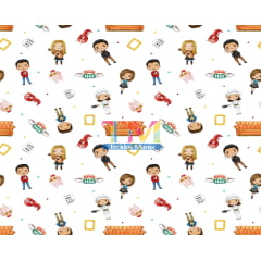 Tecido Oxford Estampa Digital - Friends - Aquarela - Fundo Branco