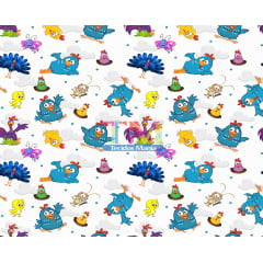 Tecido Oxford Estampa Digital - Galinha Pintadinha - Fundo Branco