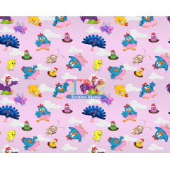 Tecido Oxford Estampa Digital - Galinha Pintadinha - Fundo Rosa
