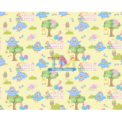 Tecido Oxford Estampa Digital - Galinha Pintadinha - Saia - Fundo Amarelo