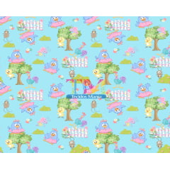 Tecido Oxford Estampa Digital - Galinha Pintadinha - Saia - Fundo Azul Tecido Oxford Estampa Digital - Galinha Pintadinha - Saia - Fundo Azul