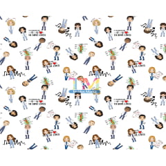 Tecido Oxford Estampa Digital - Grey´s Anatomy - Aquarela - Fundo Branco