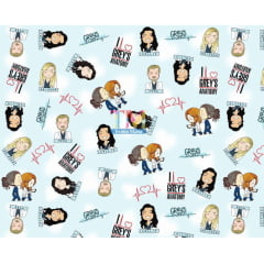 Tecido Oxford Estampa Digital - Grey´s Anatomy - Fundo Azul