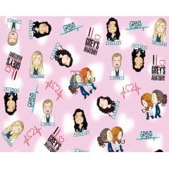 Tecido Oxford Estampa Digital - Grey´s Anatomy - Fundo Rosa