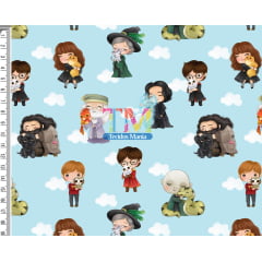 Tecido Oxford Estampa Digital - Harry Potter Aquarela - Nuvem - Fundo Azul Tecido Oxford Estampa Digital - Harry Potter Aquarela - Nuvem - Fundo Azul