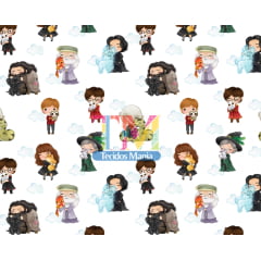 Tecido Oxford Estampa Digital - Harry Potter Aquarela - Nuvem - Fundo Branco Tecido Oxford Estampa Digital - Harry Potter Aquarela - Nuvem - Fundo Branco