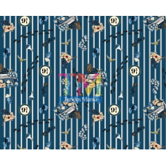 Tecido Oxford Estampa Digital - Harry Potter - Corvinal Listrado Tecido Oxford Estampa Digital - Harry Potter - Corvinal Listrado