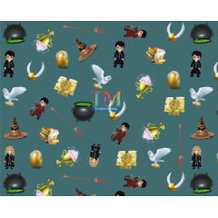 Tecido Oxford Estampa Digital - Harry Potter - Fundo Verde Tecido Oxford Estampa Digital - Harry Potter - Fundo Verde