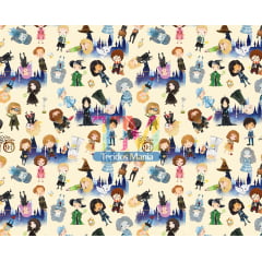 Tecido Oxford Estampa Digital - Harry Potter Hogwarts - Fundo Amarelo Tecido Oxford Estampa Digital - Harry Potter Hogwarts - Fundo Amarelo